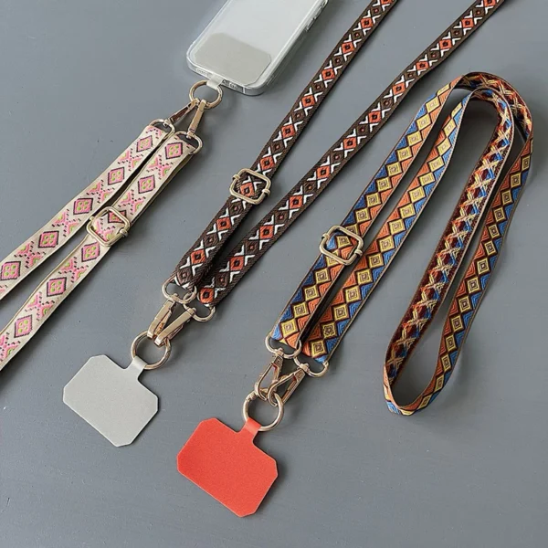 Vintage Adjustable Crossbody Mobile Phone Lanyard Camera Lanyard Hanging Neck Rope Lanyard With Spring Clip