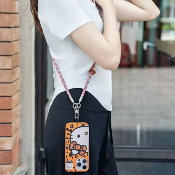 Cross body mobile phone lanyard braided rope 8mm anti lost