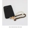 Mobile Phone Case Accessories Double Chains With Pearls Wrist Strap Luxury Phone Leather Chains
