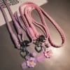 Mobile phone lanyard womens crossbody adjustable ponytail braided rope long cartoon cute pendant outdoor travel