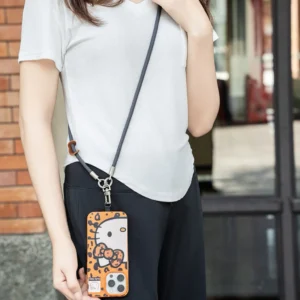 Cross body mobile phone lanyard braided rope 8mm anti lost