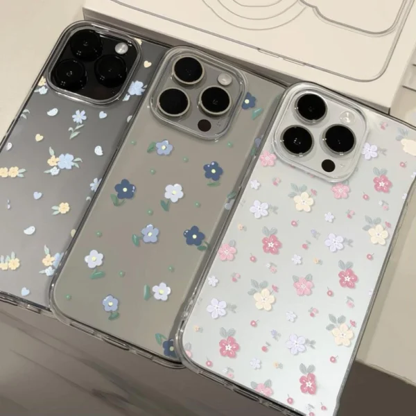 iPhone Case Clear Case TPU Soft Cute And Beautiful Colorful Blue Blooming Flowers