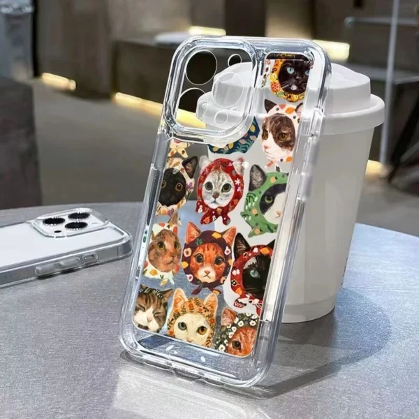 Transparent Soft Phone Case For iPhone Lovely Cat Printed Cover