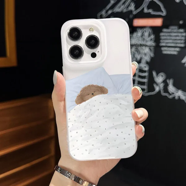 Cute Sleeping Cat Dog Couple Pattern Clear Frosted Case for Iphone