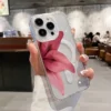 Magnetic Phone Case for IPhone Red Flower Printed Cover