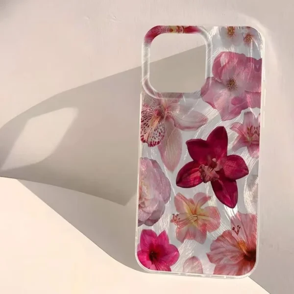 Casing Compatible For iPhone Minimalist Pink Flower