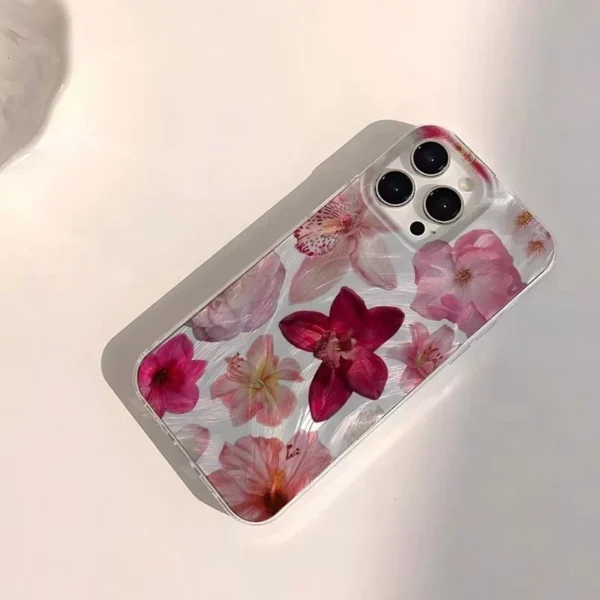 Casing Compatible For iPhone Minimalist Pink Flower