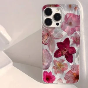 Casing Compatible For iPhone Minimalist Pink Flower