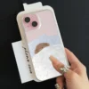 Cute Sleeping Cat Dog Couple Pattern Clear Frosted Case for Iphone