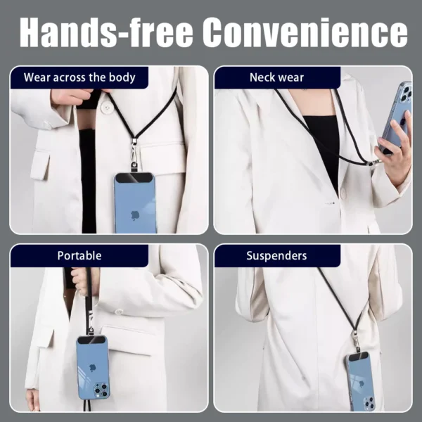 Universal Phone Strap for iPhone Samsung Android with Stylish Colors and Easy IOS Connector Application