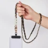 Universal Womens Long Shoulder Strap Crossbody Phone Case with Pearl Lanyard for Daily Use